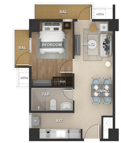 Firenze 1BR Unit Layout